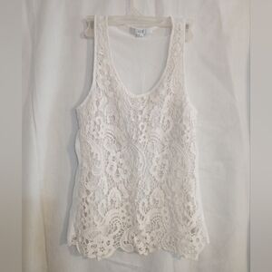 Vtg XXI FOREVER 21 Open Crochet Tank Top Sz M Fairycore Grunge Festival Boho